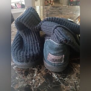 UGG Black Knit Suede Booties